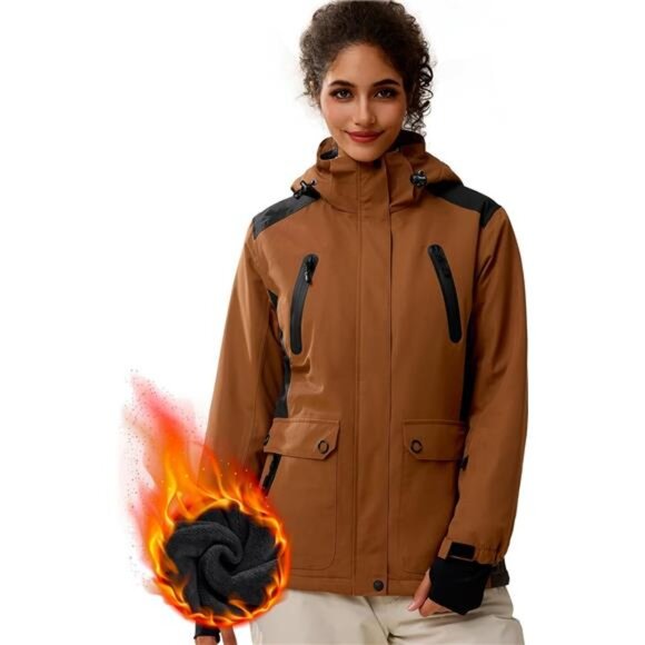 Women's Waterproof Ski Snow Jacket Warm Fleece Lined Winter Rain
